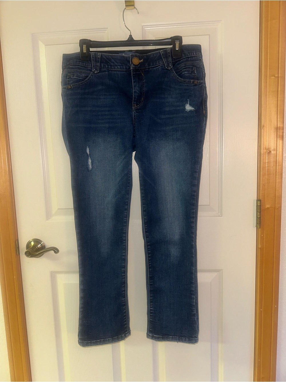 14W Democracy Women’s Baby Boot Cut Jeans in Dark Blue Denim